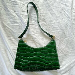 80s green croc print shoulder bag